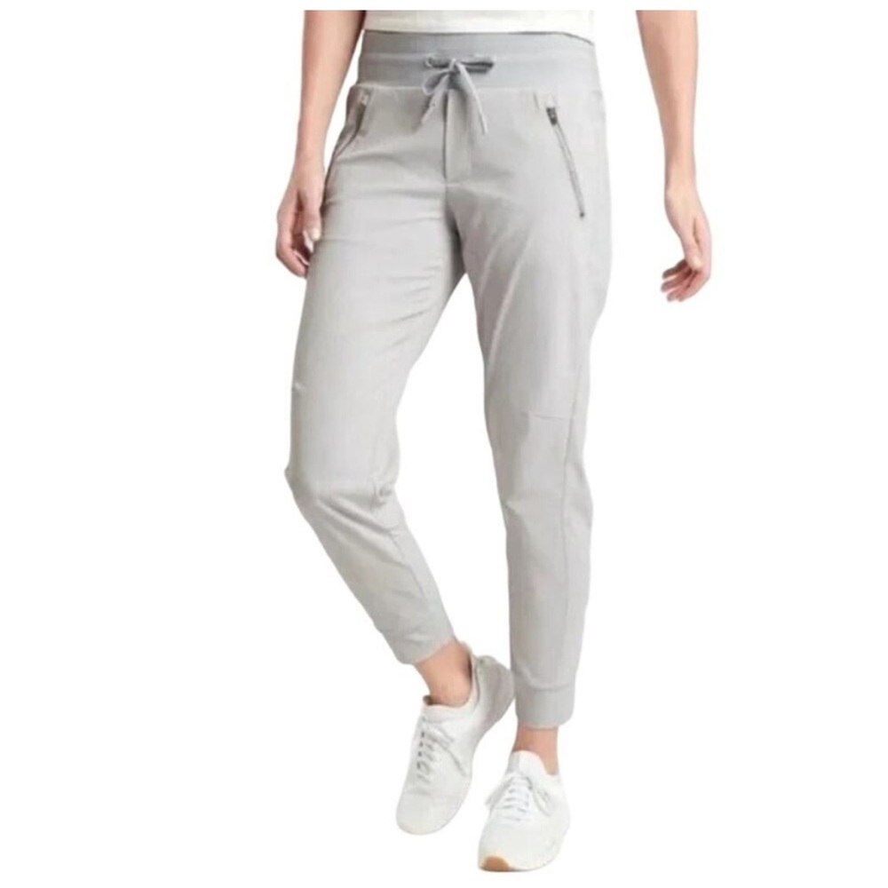 Athleta Trekkie North Jogger Drawstring Tapered High Rise Outdoor Light Gray 10